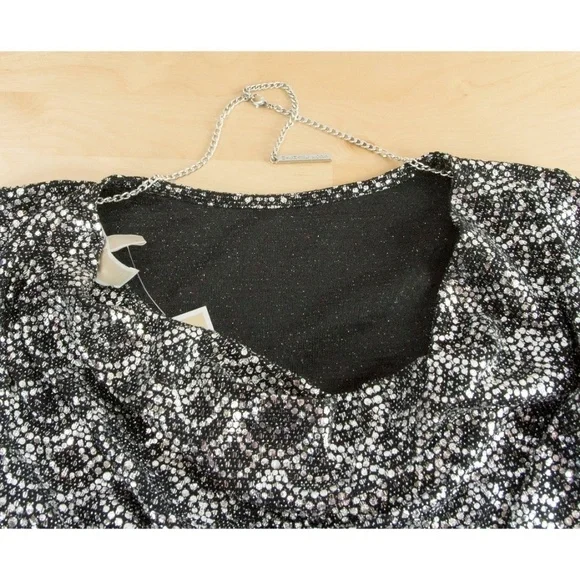 Michael Kors Black Silver Lame Cowl Back Dress XS - Picture 2 of 7